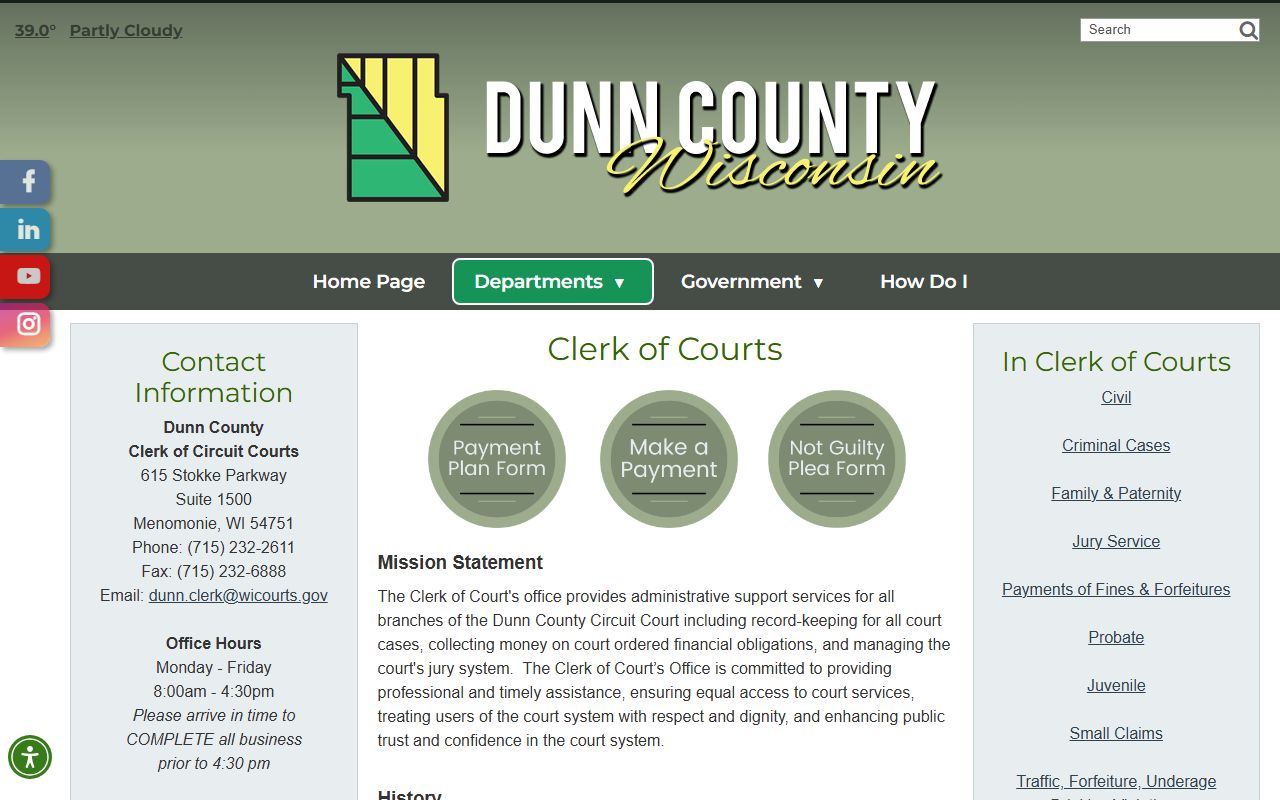 Dunn County Court Records clerk office
