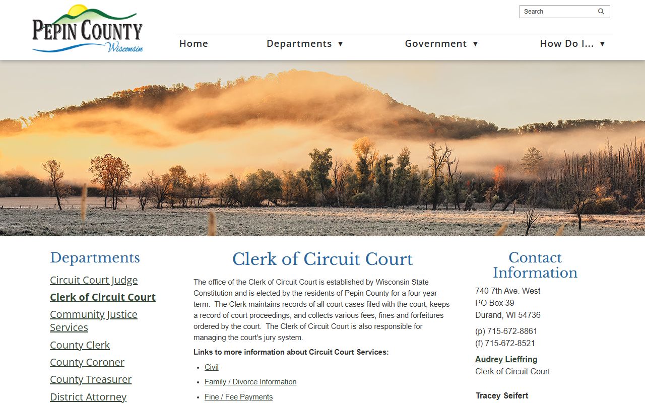 Pepin County Court Records clerk office
