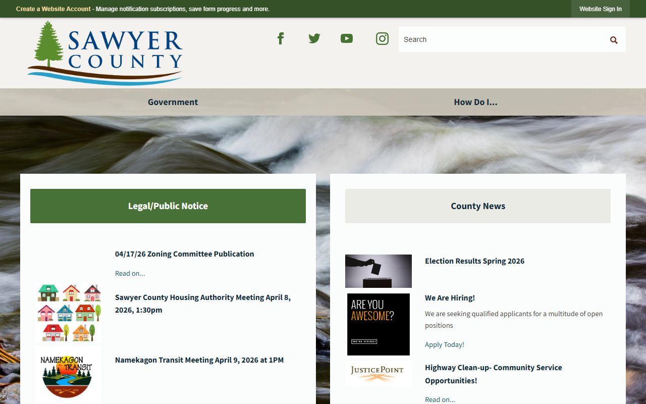 Sawyer County Court Records county government portal