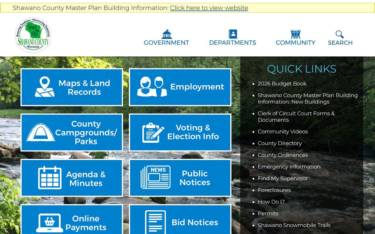 Shawano County Court Records county government portal