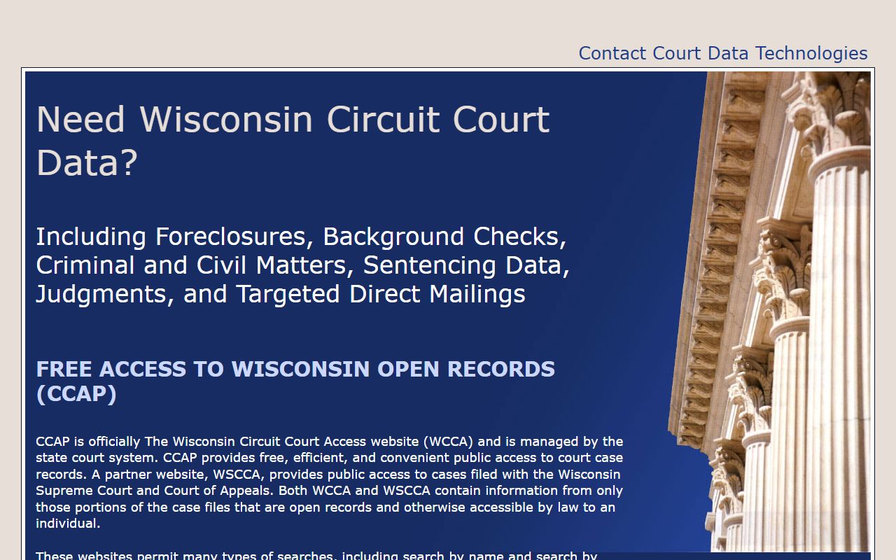 Wisconsin Court Records Wisconsin court data technologies service