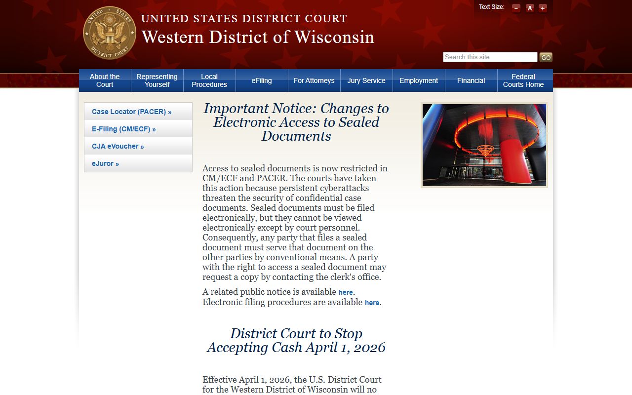 Wisconsin Court Records Western District of Wisconsin federal court