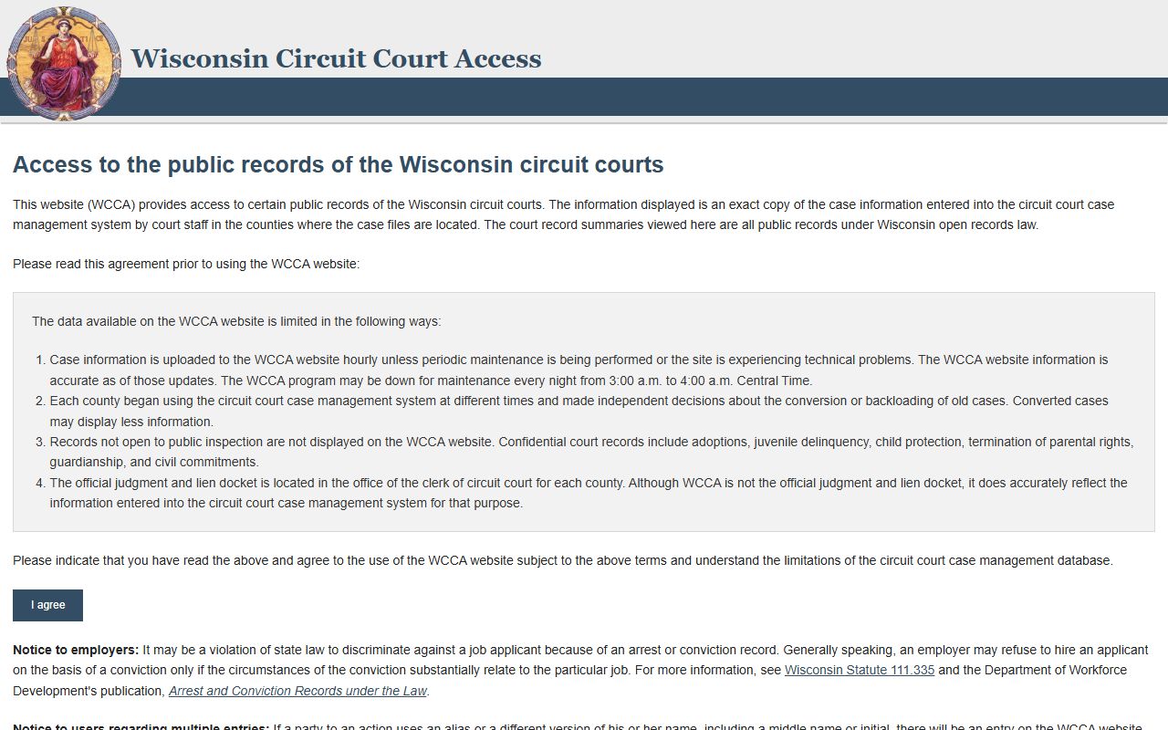 Wisconsin Court Records Wisconsin Circuit Court Access portal