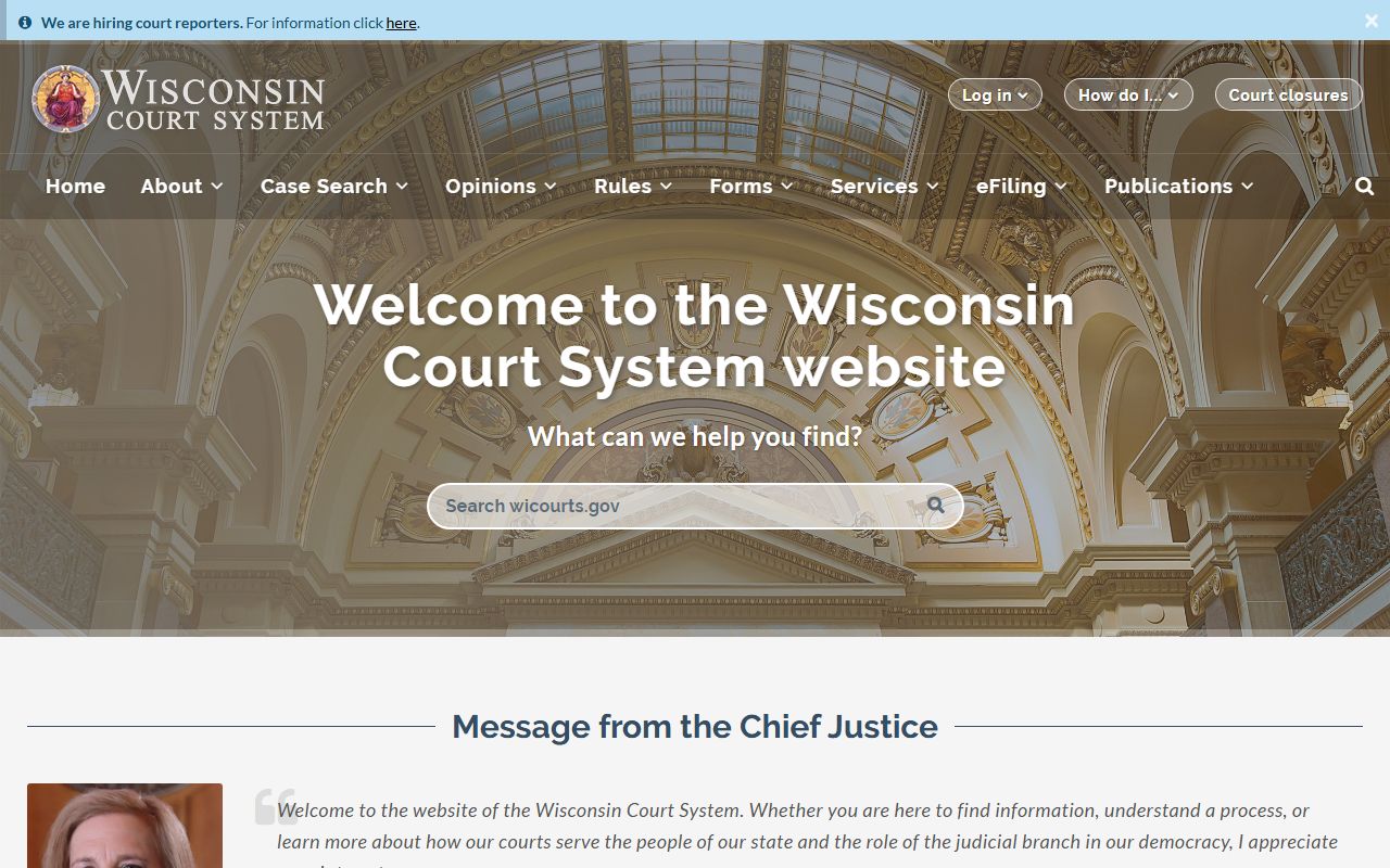 Wisconsin Court Records Wisconsin Court System homepage
