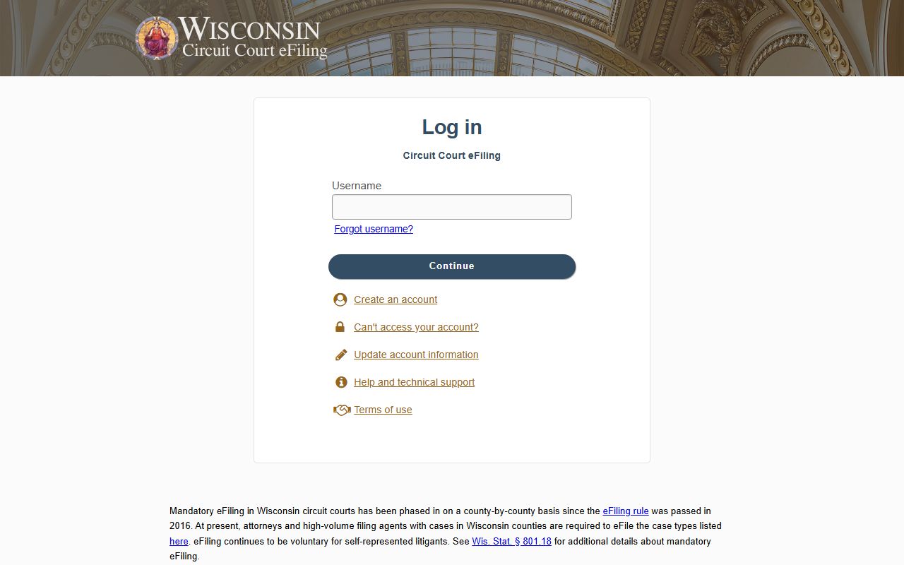 Wisconsin Court Records Wisconsin eFiling system