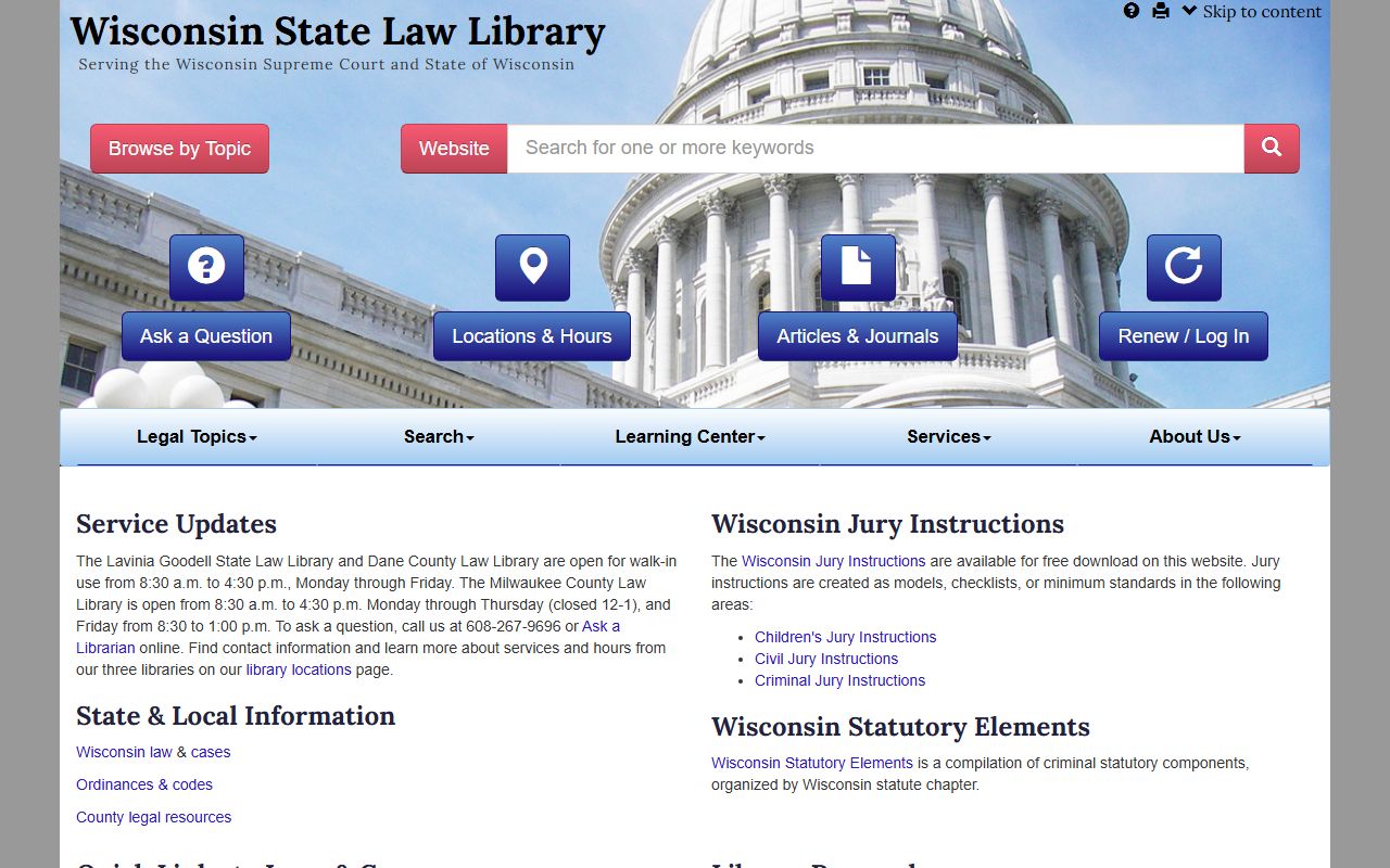 Wisconsin Court Records Wisconsin State Law Library