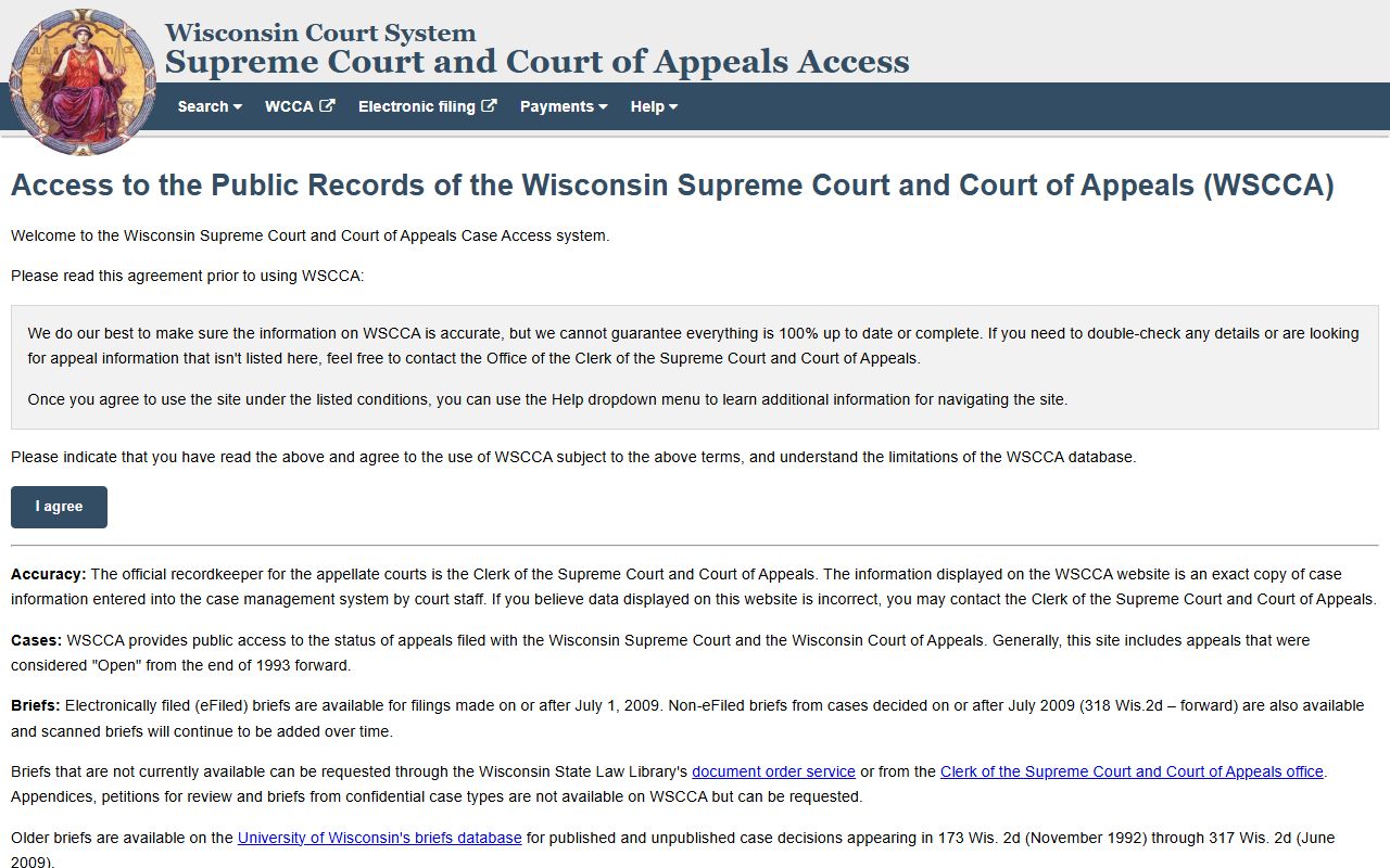 Wisconsin Court Records Wisconsin Supreme Court and Court of Appeals portal